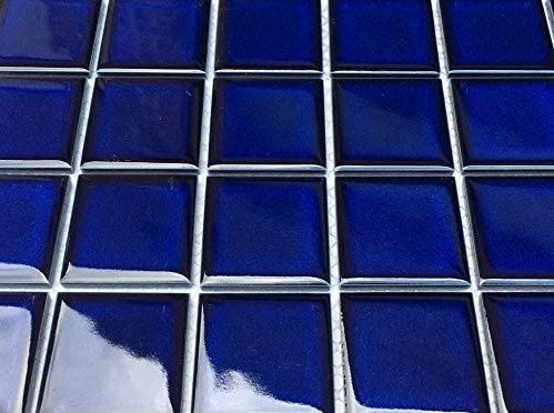 Premium Quality Cobalt Blue Porcelain Square Mosaic Tile Shiny Look 2x2 Inch