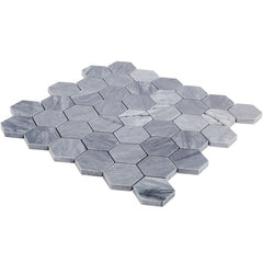 Bardiglio Hexagon (honeycomb)  2" Marble Mosaic Tile - Tenedos
