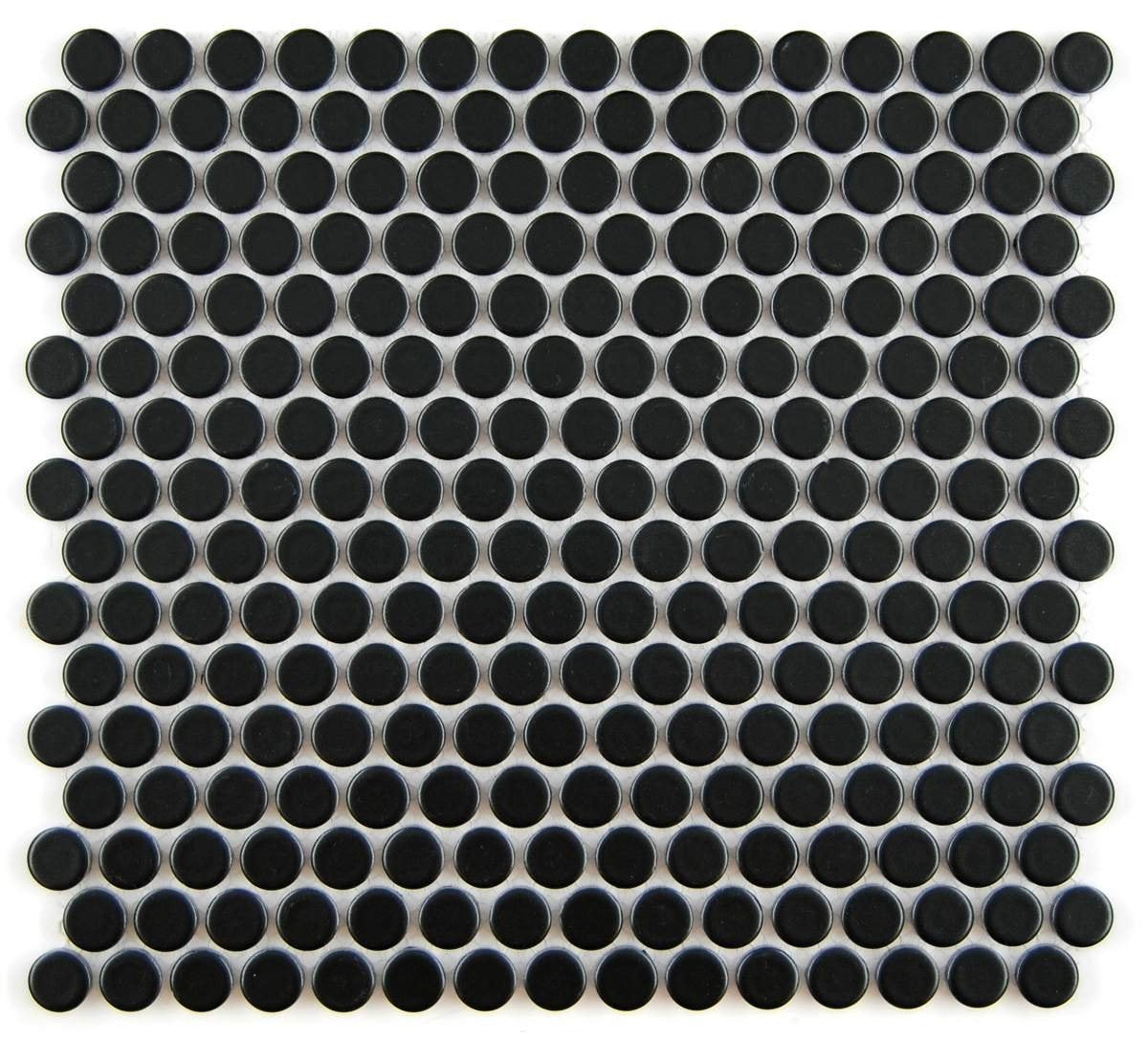 Penny Round Black Matte Porcelain Mosaic Floor Wall Tile