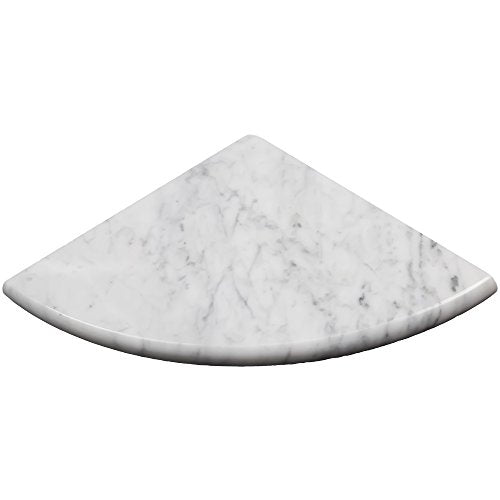 Tenedos Marble Corner Shower Shelf Stone White Bianco Carrara Stone Two Sides Polished 9" x 9" Rounded Front