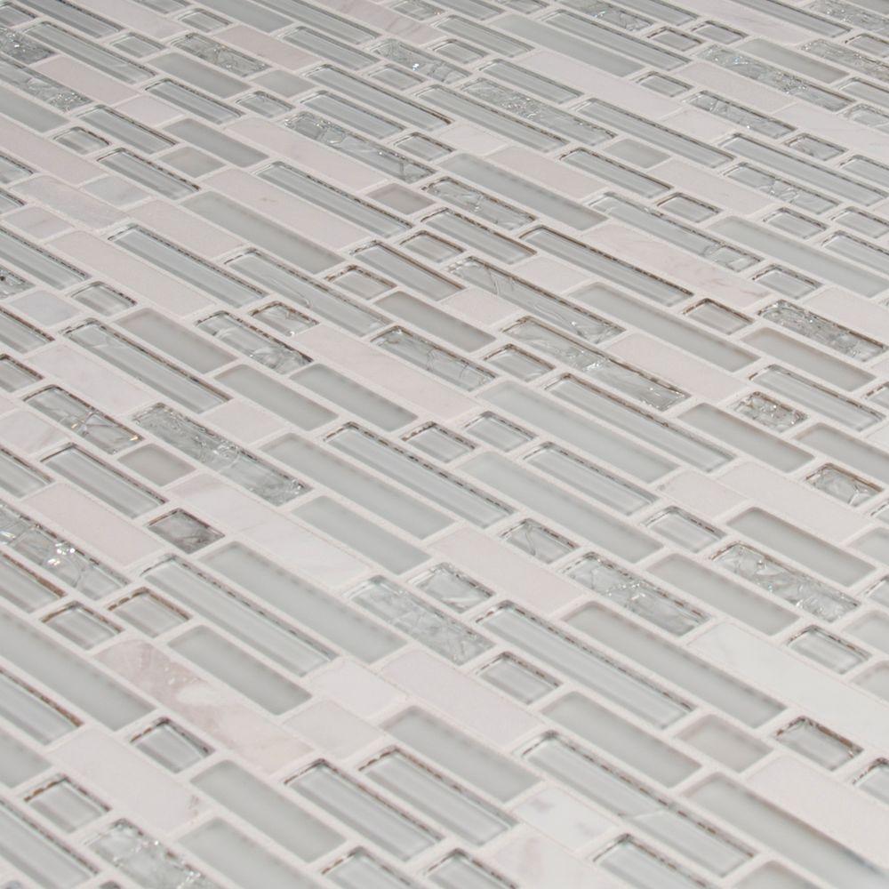 MS International Delano Blanco 12 in. x 12 in. x 6 mm Glass Stone Mesh-Mounted Mosaic Wall Tile