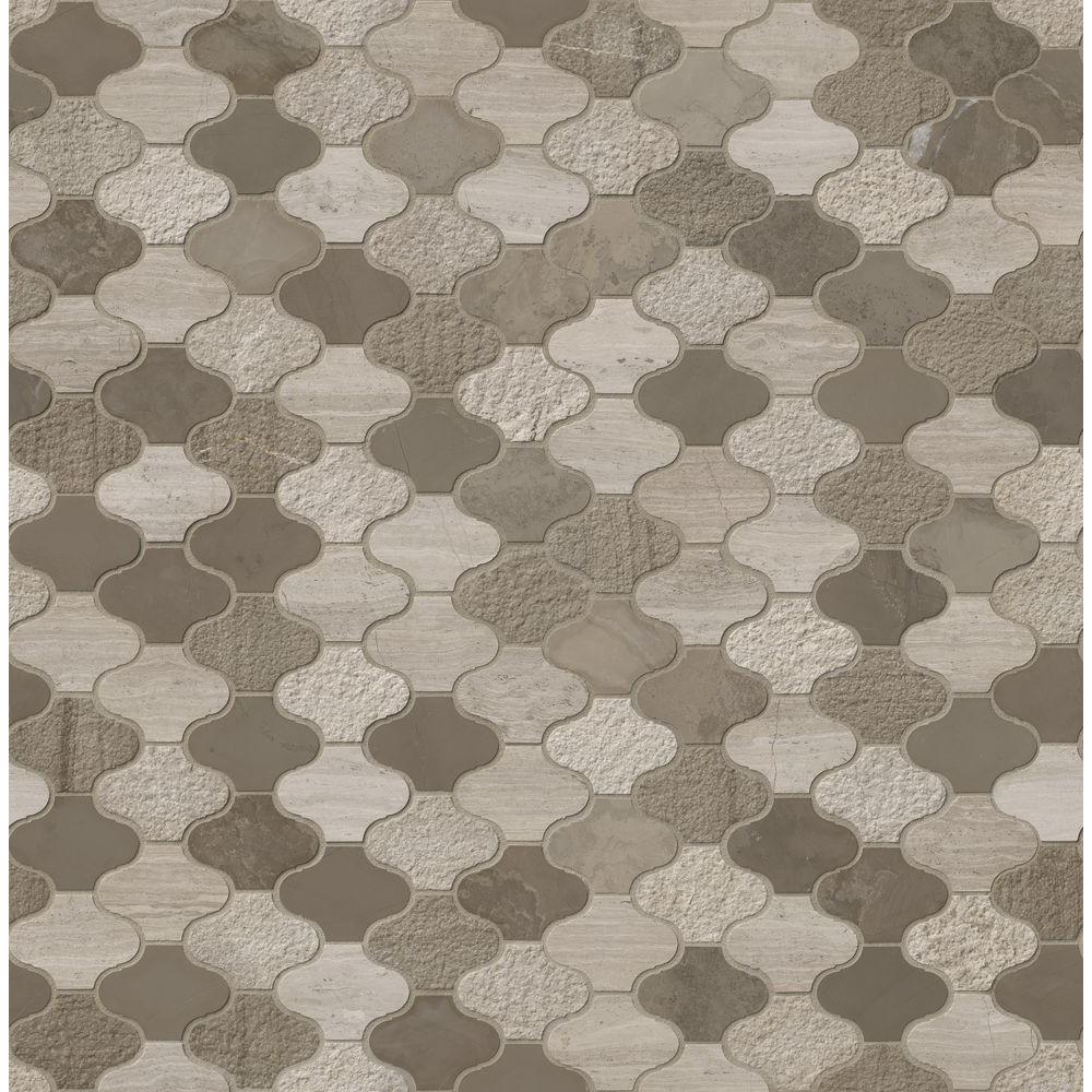 MSI Arctic Storm Arabesque 12 in. x 12.6 in. x 10mm Multi Finish Marble Mesh-Mounted Mosaic Wall Tile (Box of 10 Sheets)