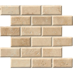 MSI Tuscany Ivory Honed 2x4 Beveled Travertine Subway Wall Tile for Kitchen Backsplash, Wall Tile for Bathroom, Accent Wall Tile, Shower Wall Tile,12 in. x 12 in. Mesh-Mounted Mosaic Tile, (10 sq. ft.)