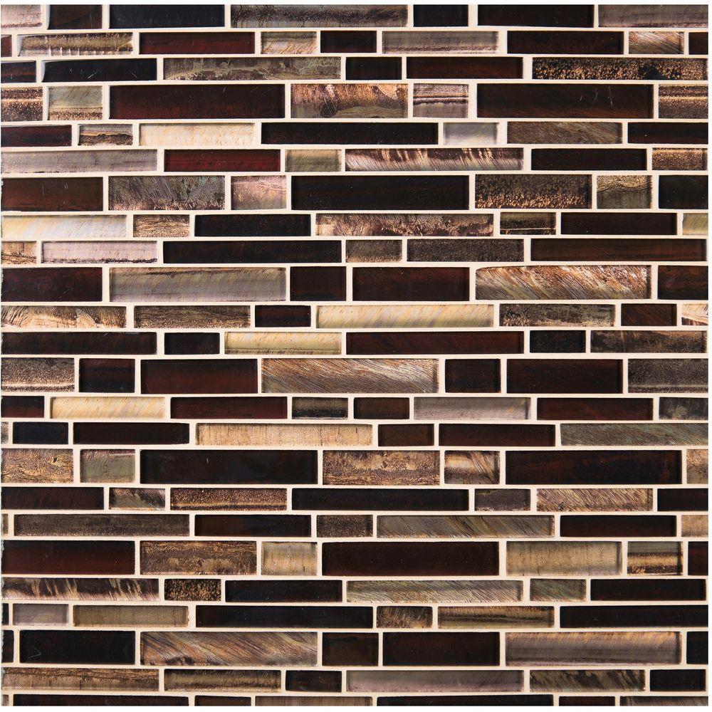 MS International Artista Interlocking 12 in. x 12 in. x 8 mm Glass Mesh-Mounted Mosaic Wall Tile