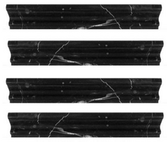 Polished Nero Marquina Black Marble Crown Molding