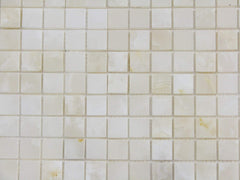 1x1 White Onyx Polished Marble Mosaic Tiles Meshed on 12x12 Sheet for Backsplash, Shower Walls, Bathroom Floors