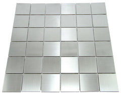 Matte Silver Stainless Steel Metallic Square 2x2 Mosaic Wall Tiles for Bathroom and Kitchen Walls Kitchen Backsplashes