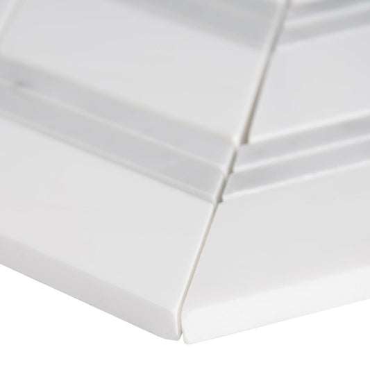 MSI Bianco Dolomite Chevron 12 in. x 12 in. x 10mm Polished Marble Mesh-Mounted Mosaic Tile