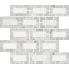 MSI Bianco Dolomite Lynx 12 in. x 12 in. x 10mm Polished Marble Mesh-Mounted Mosaic Tile