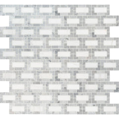 MSI Bianco Dolomite Lynx 12 in. x 12 in. x 10mm Polished Marble Mesh-Mounted Mosaic Tile