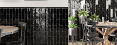 6x6 Black Handmade Look Subway Wall Tile Glossy for Bathroom Shower, Kitchen Backsplash