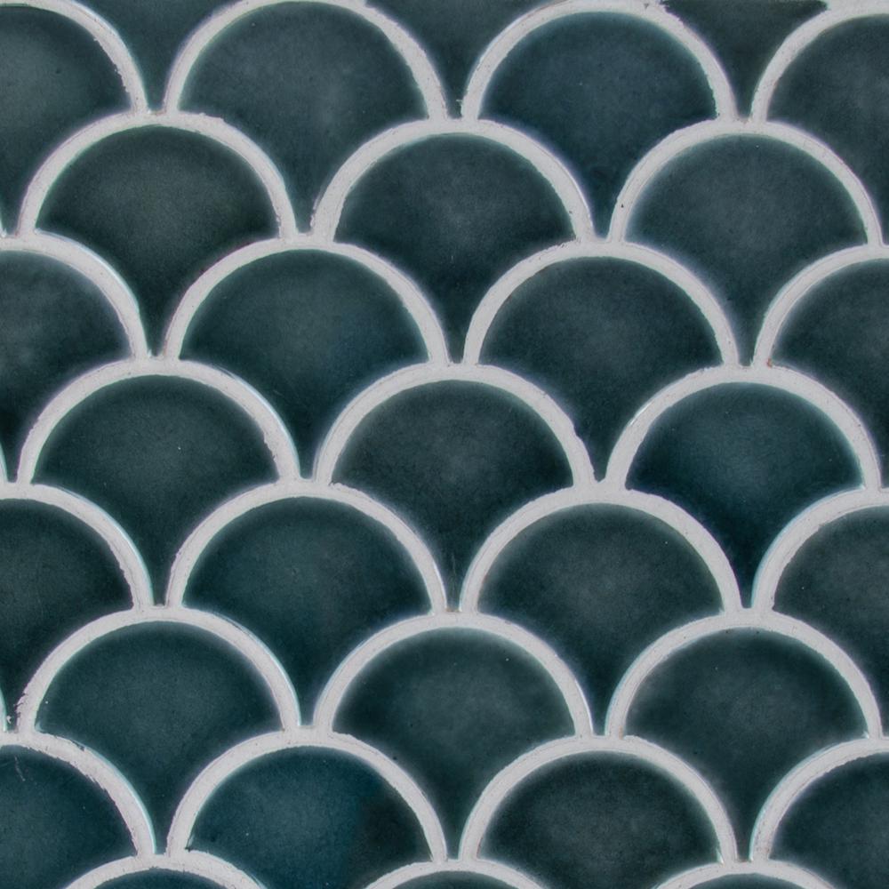MSI Azul Scallop Glossy Glazed Ceramic Mesh-Mounted Mosaic Wall Tile