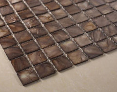 Premium Quality Autumn Brown Mother of Pearl Sea Shell Mosaic Tile 1" x 1" ( on 12" x 12" Mesh)