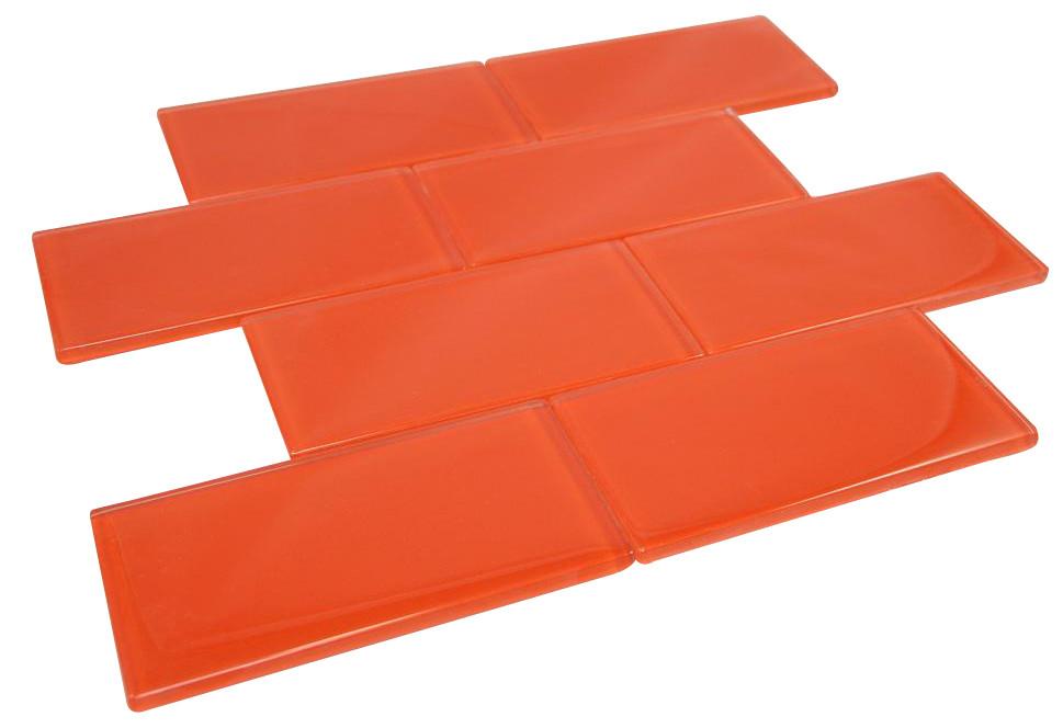 Glossy Orange Subway 3x6" Glass Subway Wall  Tile for Kitchen Backsplash, Bathroom Wall, Accent Wall