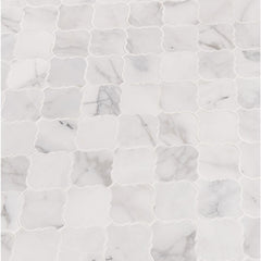 MS International SMOT-CALCRE-ARABESQ Calacatta Cressa Arabesque Honed Marble Mesh-Mounted Mosaic Tile 12 x 12 x 10mm White  - Tenedos