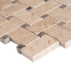 MSI Crema Cappuccino Basket Weave 11.63 in. x 11.63 in. Polished Marble Look Floor and Wall Tile (10 sq. ft. / case)