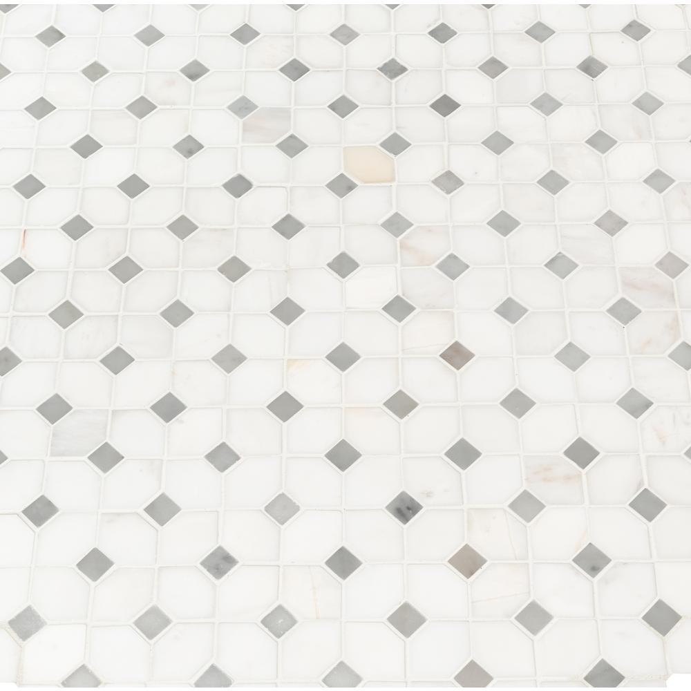 MS International Bianco Dolomite Dotty  Polished Marble Mesh-Mounted Mosaic Tile