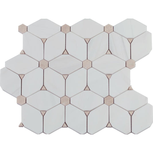MSI Cecily 11 in. x 13 in. x 10mm Polished Marble Mesh-Mounted Mosaic Wall Floor Tile