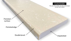 Crema Marfil Beige Engineered Marble Doorway Floor Tile Transition Polished Saddle Threshold |Window Sill | Shower Curb