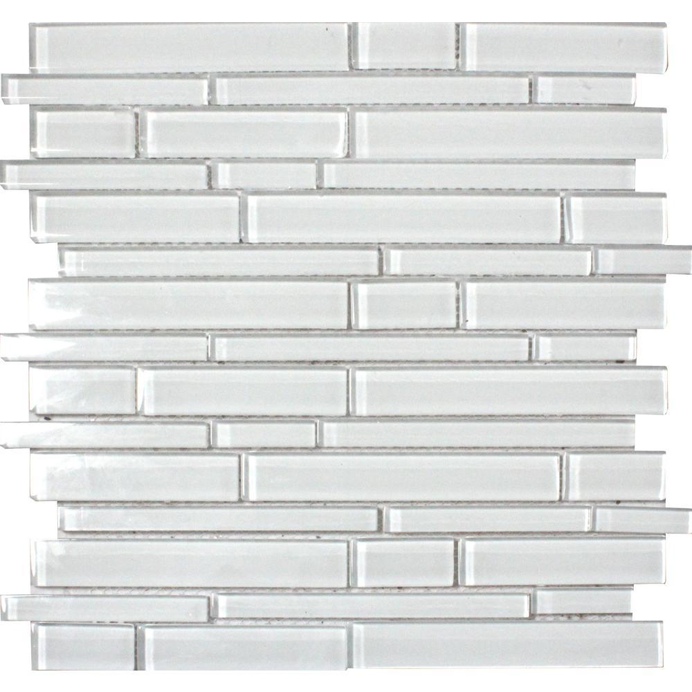 Ice Interlocking 12 in. x 12 in. x 8mm Glass Mesh-Mounted Mosaic Tile (10 sq. ft. / case)