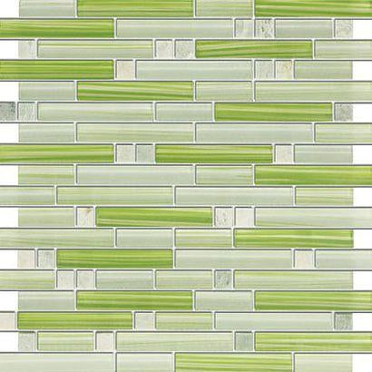Glossy Green Nature Colorful Stripes Glass Mosaic Backsplash Tiles - Tenedos