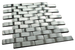 Silver Stainless Steel Arch 1x3 Subway Style Mosaic Wall Tile