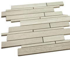 Grey Wooden Look Horizontal Random Pattern Stone Tile Mosaics