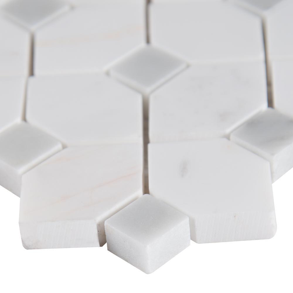 MS International Bianco Dolomite Dotty  Polished Marble Mesh-Mounted Mosaic Tile