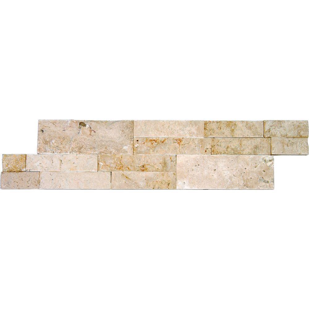 MS International Roman Beige Ledger Panel 6 in. x 24 in. Natural Travertine Wall Tile for Accent Walls Kitchen Backsplash Fireplace