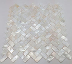 Genuine Mother of Pearl Oyster Herringbone Shell Mosaic Tile for Kitchen Backsplashes, Bathroom Walls, Spas, Pools