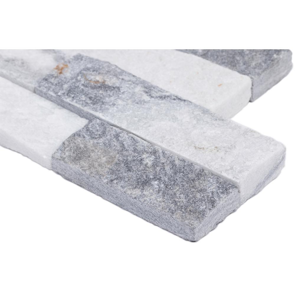 Alaska Gray Ledger Panel 6 in. x 24 in. Natural Marble Wall Tile for Accent Walls Kitchen Backsplash Fireplace