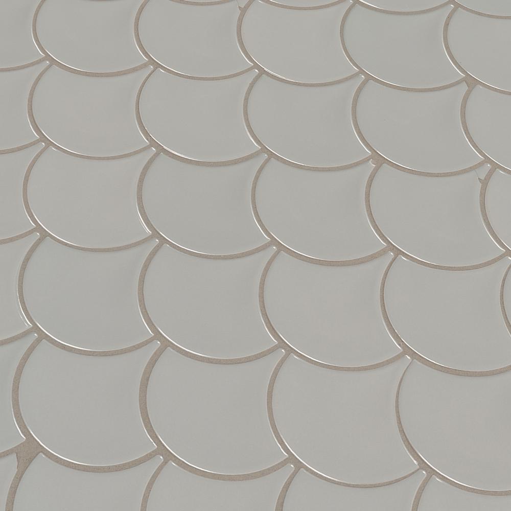 MSI Gray Glossy Fish Scale Porcelain Mesh-Mounted Mosaic Tile