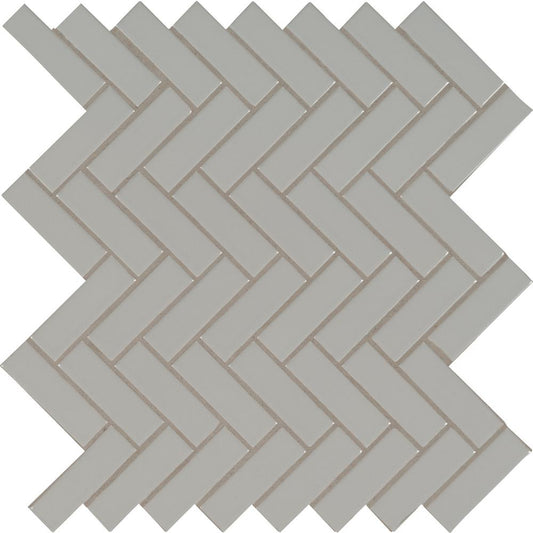 MSI Gray Glossy Herringbone Porcelain Mesh-Mounted Mosaic Tile