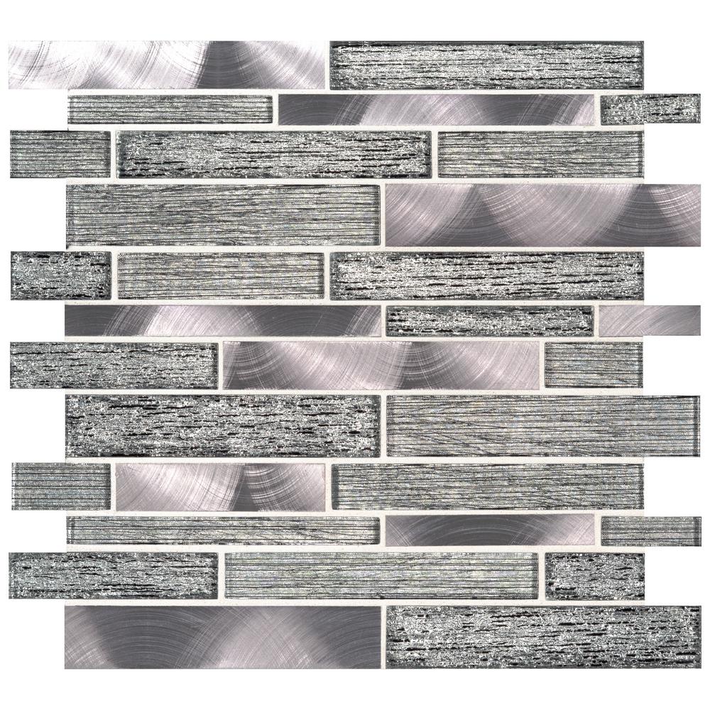 MSI Volcanic Luxe Interlocking Glass Metal Mesh-Mounted Mosaic Wall Tile