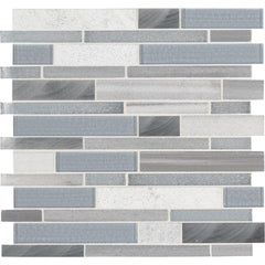 MSI Harlow Interlocking 12 in. x 12 in. x 8mm Glass Stone Metal Mesh-Mounted Mosaic Wall Tile