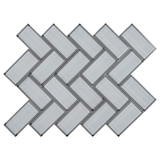 MSI Ice Bevel Herringbone 11.08 in. x 13.86 in. x 8mm Glass Mesh-Mounted Mosaic Tile