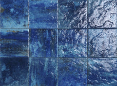 Florida Sea Blue Square 5.75 Inch Glossy Glazed Porcelain Floor and Wall Tile for Swimming Pools, Kitchen Backsplash, Bathroom Walls, Accent Walls