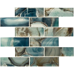 Night Sky Subway 2x6 Glass Mesh-Mounted Mosaic Wall Tile