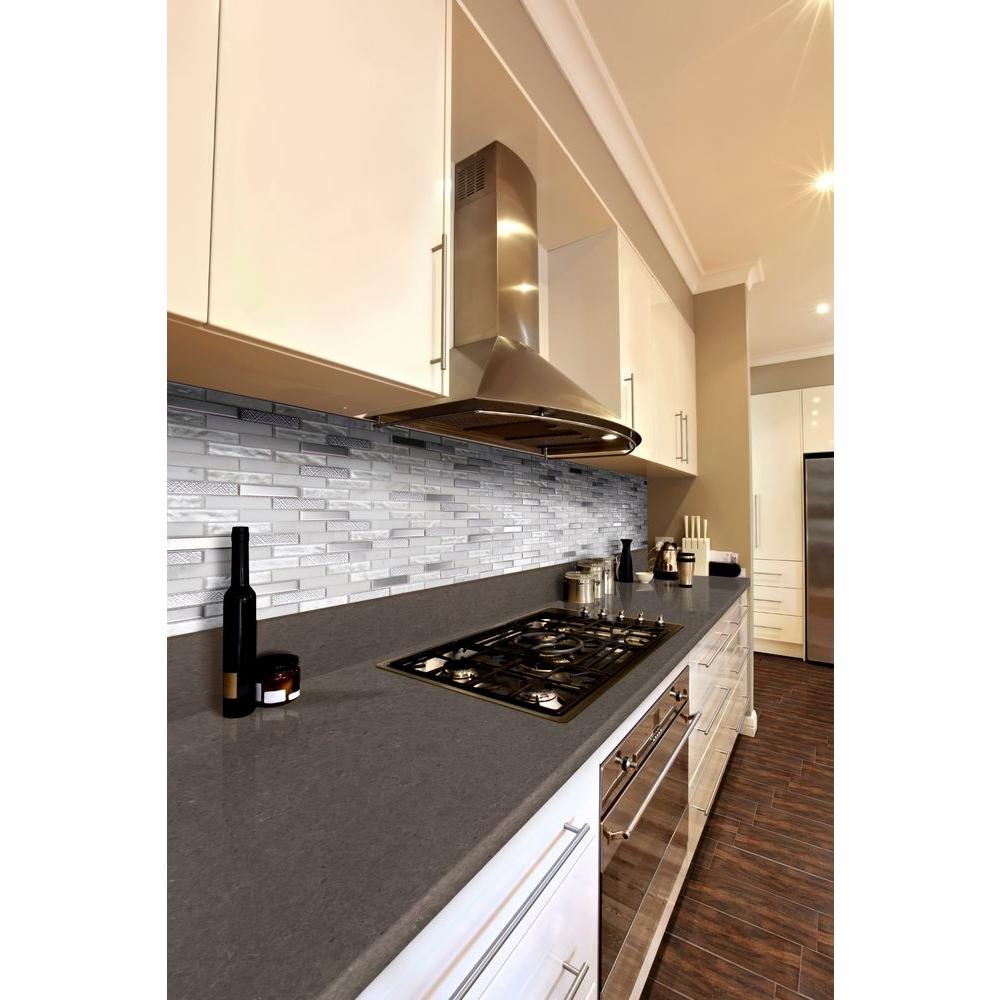 MSI Ocean Crest Brick 12 in. x 12 in. x 8mm Glass Metal Stone Mesh-Mounted Mosaic Wall Tile