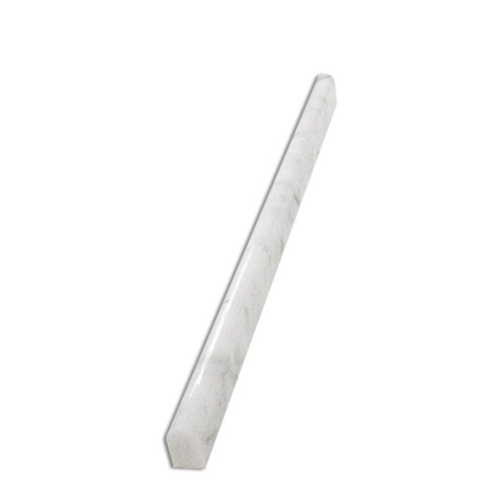 Carrara White Italian (Bianco Carrara) Marble 1/2 X 12 Pencil Liner Trim Molding Wall Tile