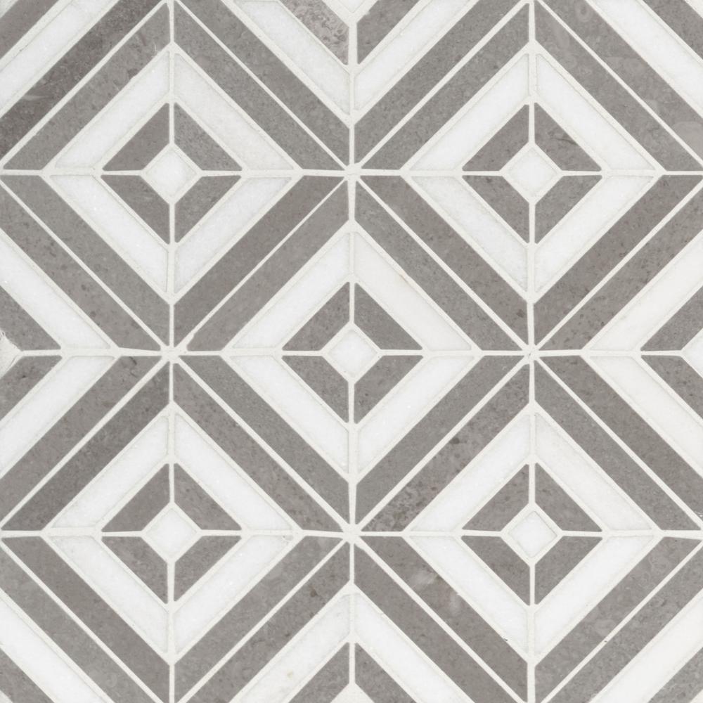 MSI Rhombix Dove 12 in. x 12 in. x 10mm Polished Marble Mesh-Mounted Mosaic Tile