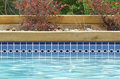 Calacatta Blue with Cobalt Blue Porcelain Border Pool Wall and Floor Tile on 6x12 Mesh Mounted for Easy Installation for Bathroom Tile| Shower Backsplash| Kitchen| Accent Wall