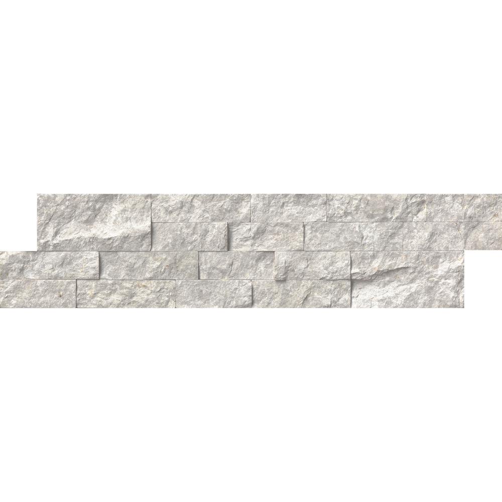 Silver Canyon Splitface Ledger Panel 6 in. x 24 in. Marble Wall Tile