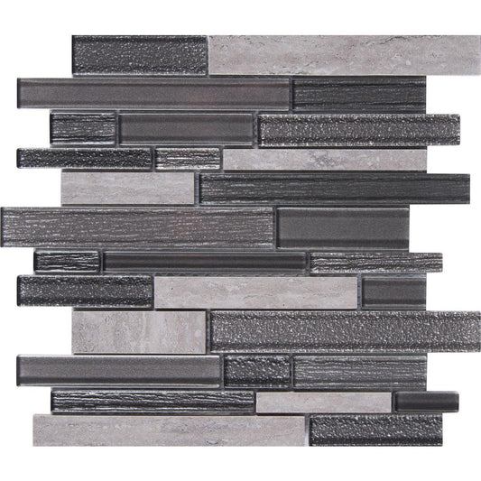 MSI Smoky Alps Interlocking Glass Porcelain Mesh-Mounted Mosaic Wall Tile