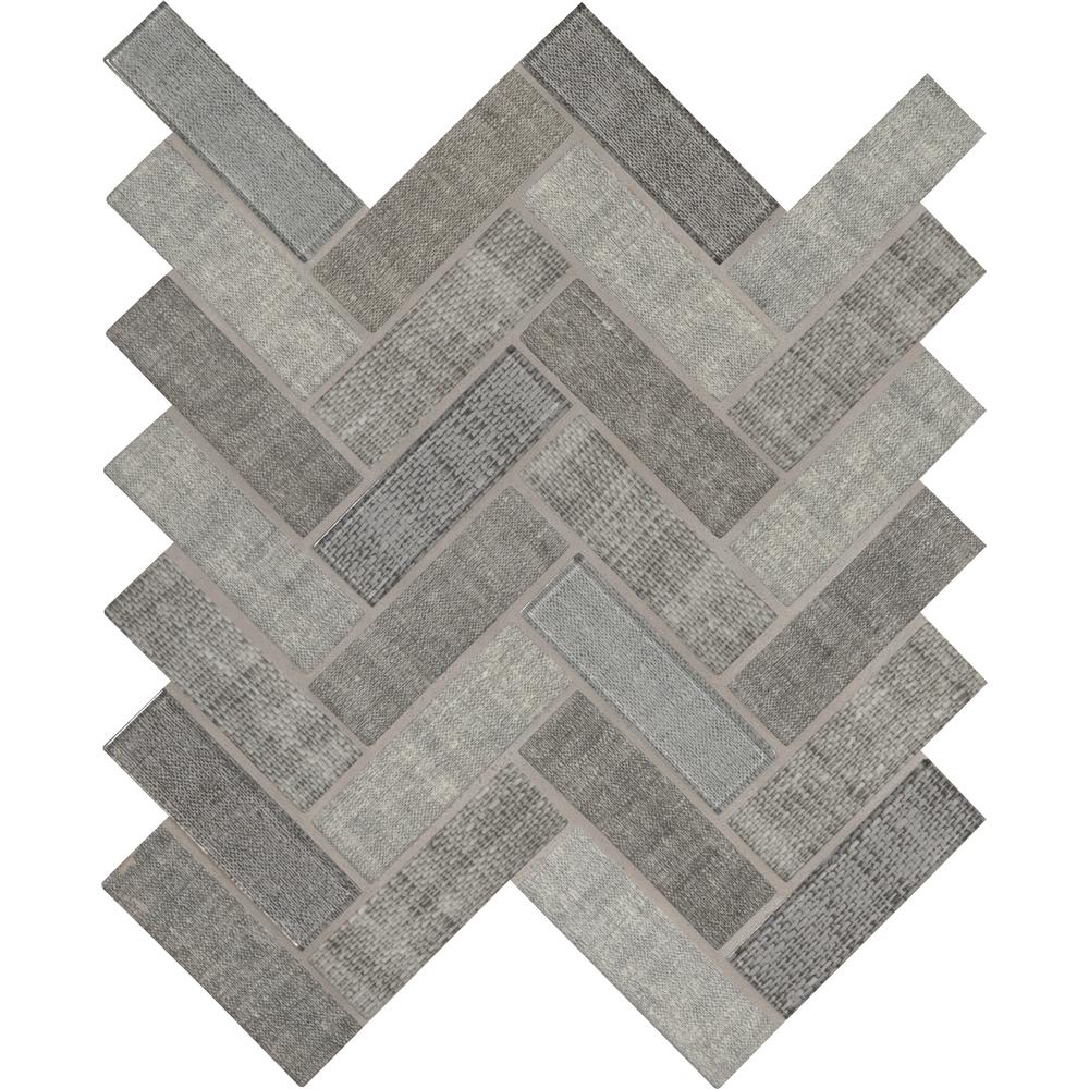 MSI Textalia Herringbone 12.8 in. x 11.02 in. x 6mm Glass Mesh-Mounted Mosaic Tile (14.7 sq. ft. / case)