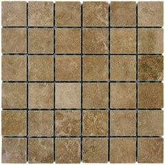 MSI Travertino Walnut 12 in. x 12 in. x 10mm Porcelain Mesh-Mounted Mosaic Floor and Wall Tile (8 sq. ft. / case)