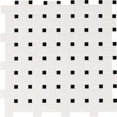 MSI White and Black Basketweave 12 in. x 12 in. x 6mm Porcelain Mesh-Mounted Mosaic Tile