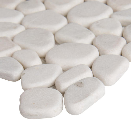 MSI White Pebble 12 in. x 12 in. x 10mm Textured Marble Mesh-Mounted Mosaic Tile (9.1 sq. ft. / case) - Tenedos